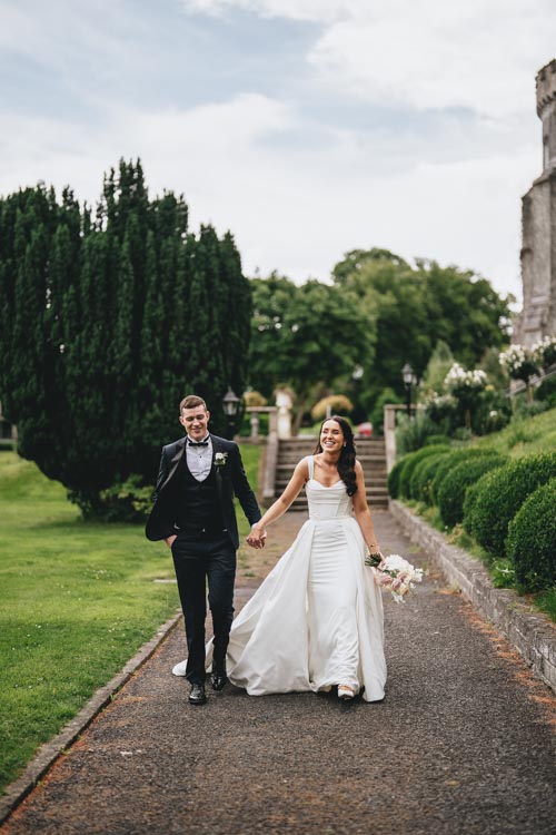 bride and groom at bellingham castle