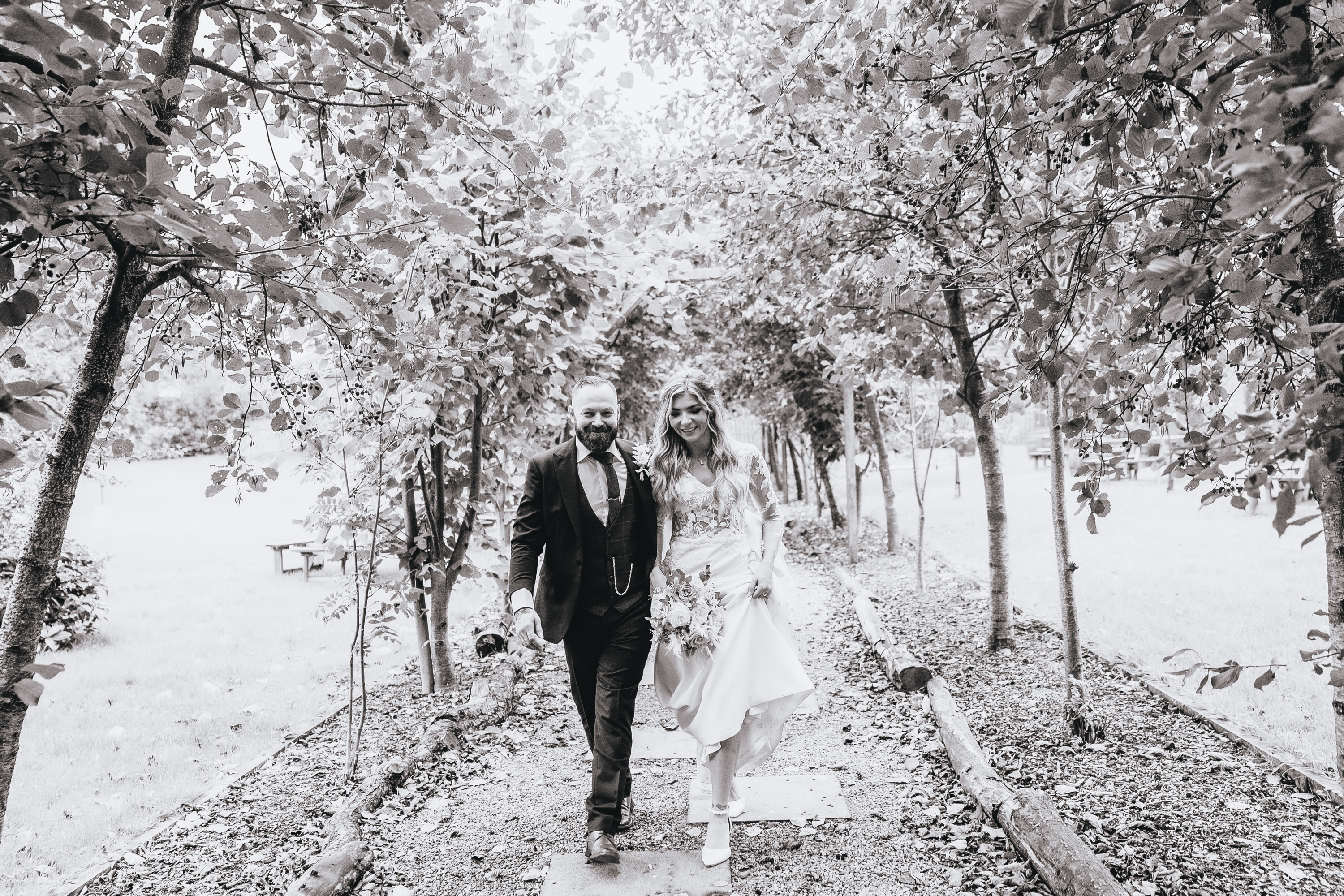 black and white couple photo at the wooltower wedding venue