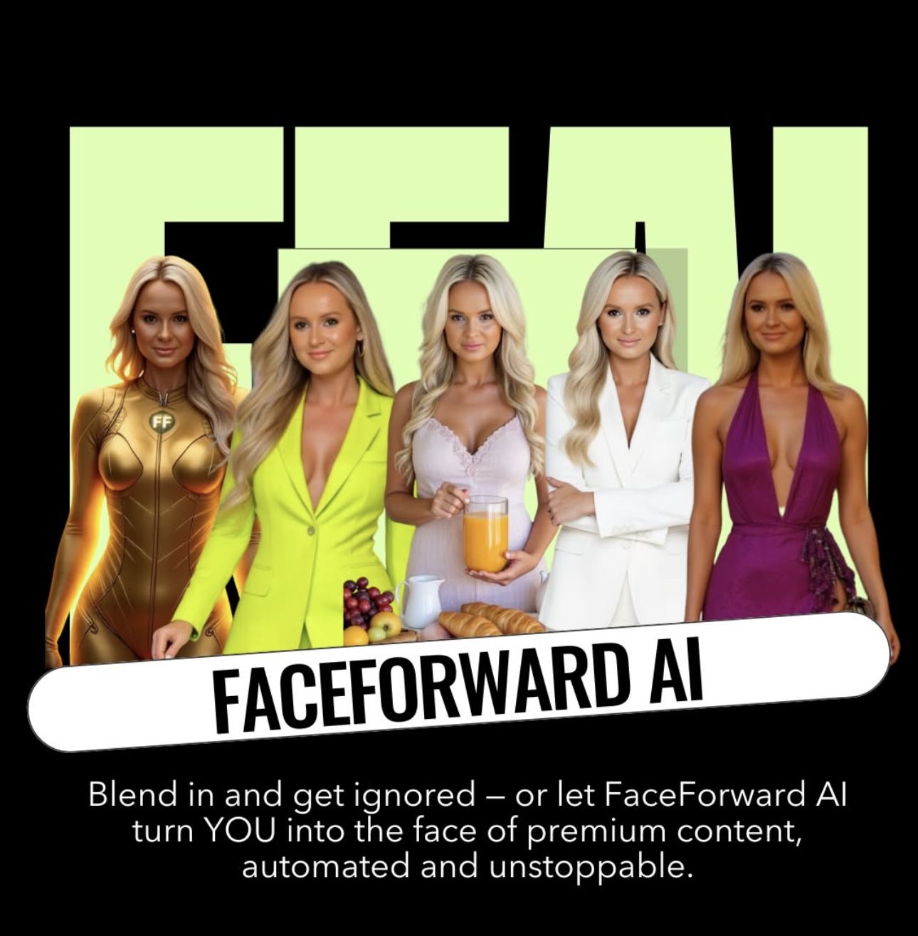 Logo for Face Forward AI use an AI avatar or twin to do your social media marketing