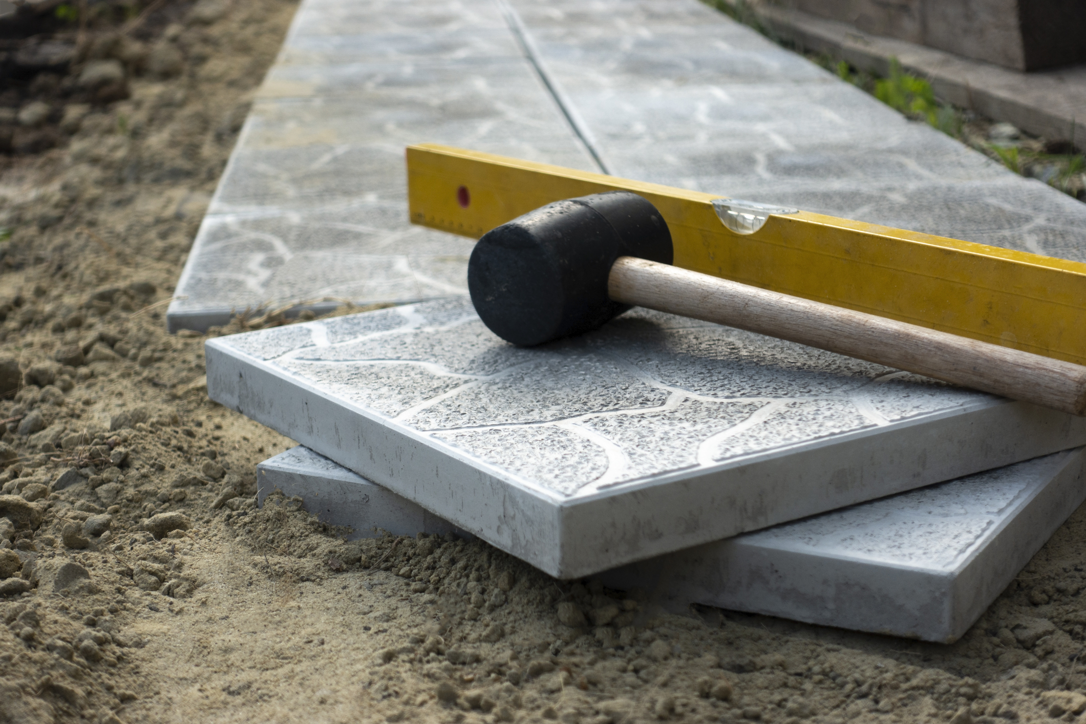 concrete slabs installation on patio