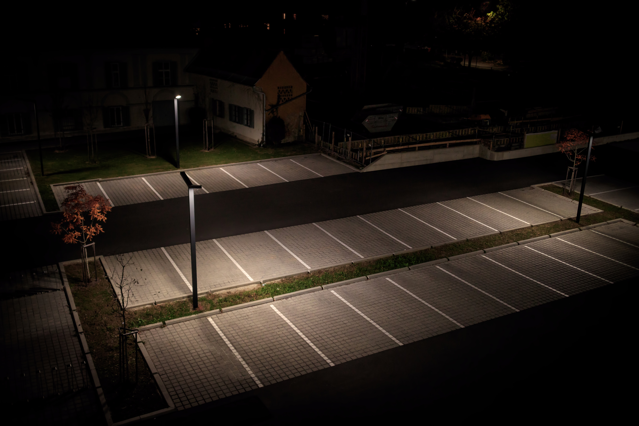 Unmanned Parking lot at night