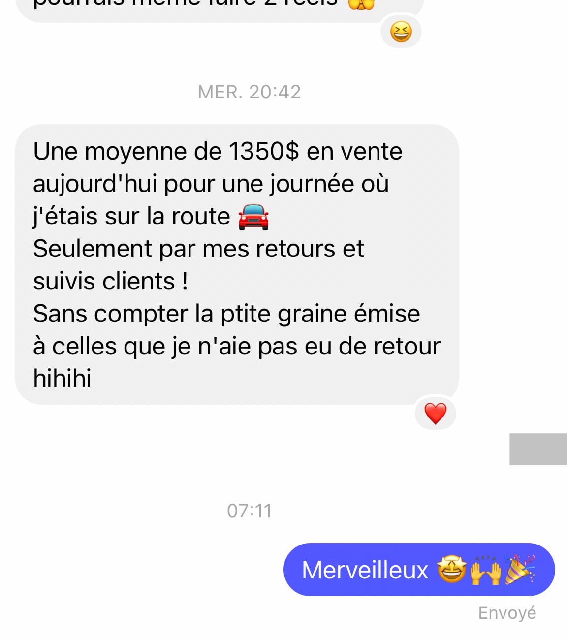 Témoignage écrit d'une cliente Transformation-Elle