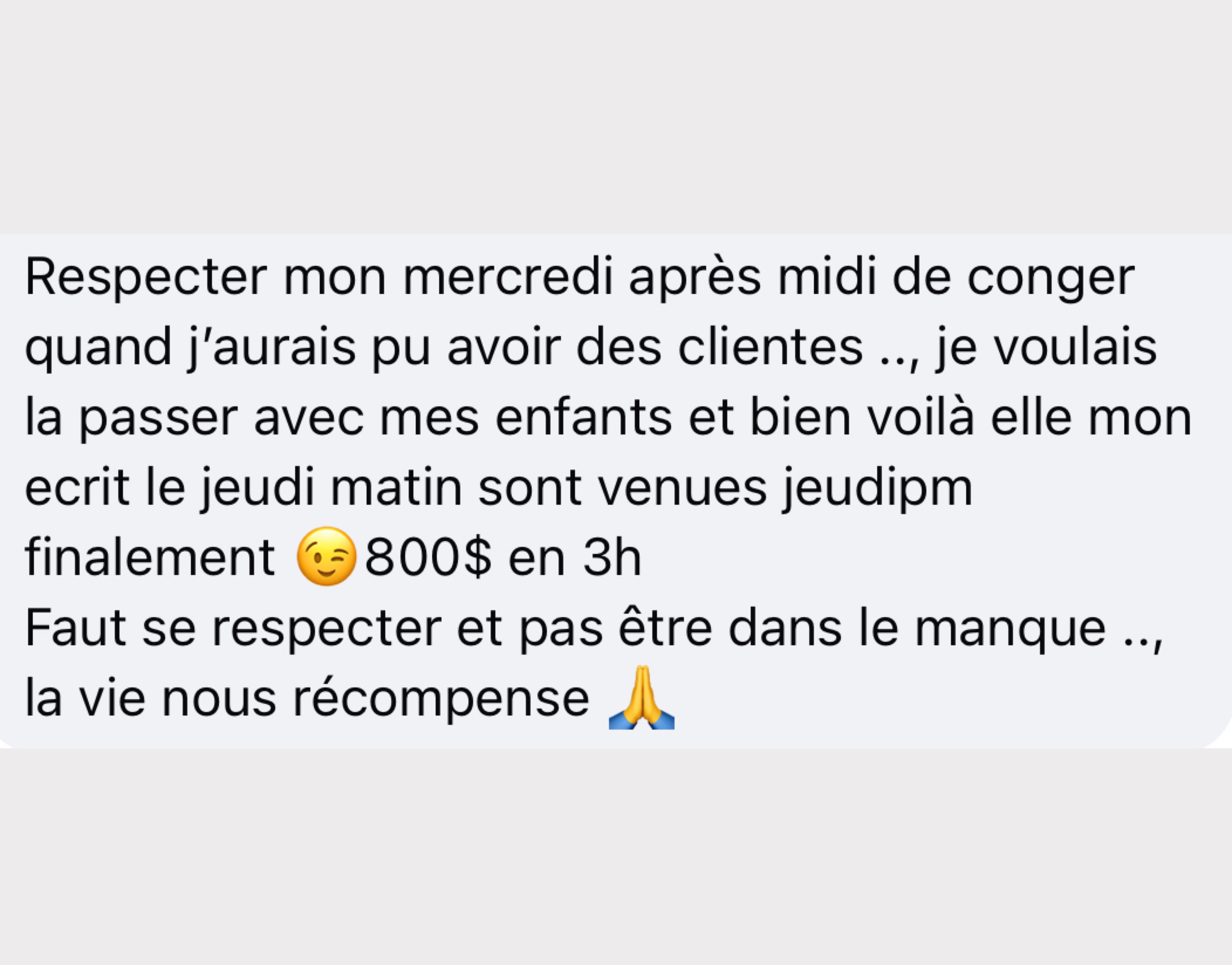 Témoignage écrit d'une cliente Transformation-Elle