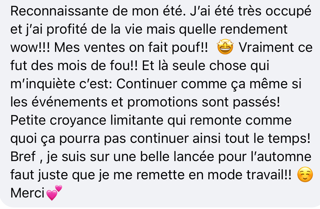 Témoignage écrit d'une cliente Transformation-Elle