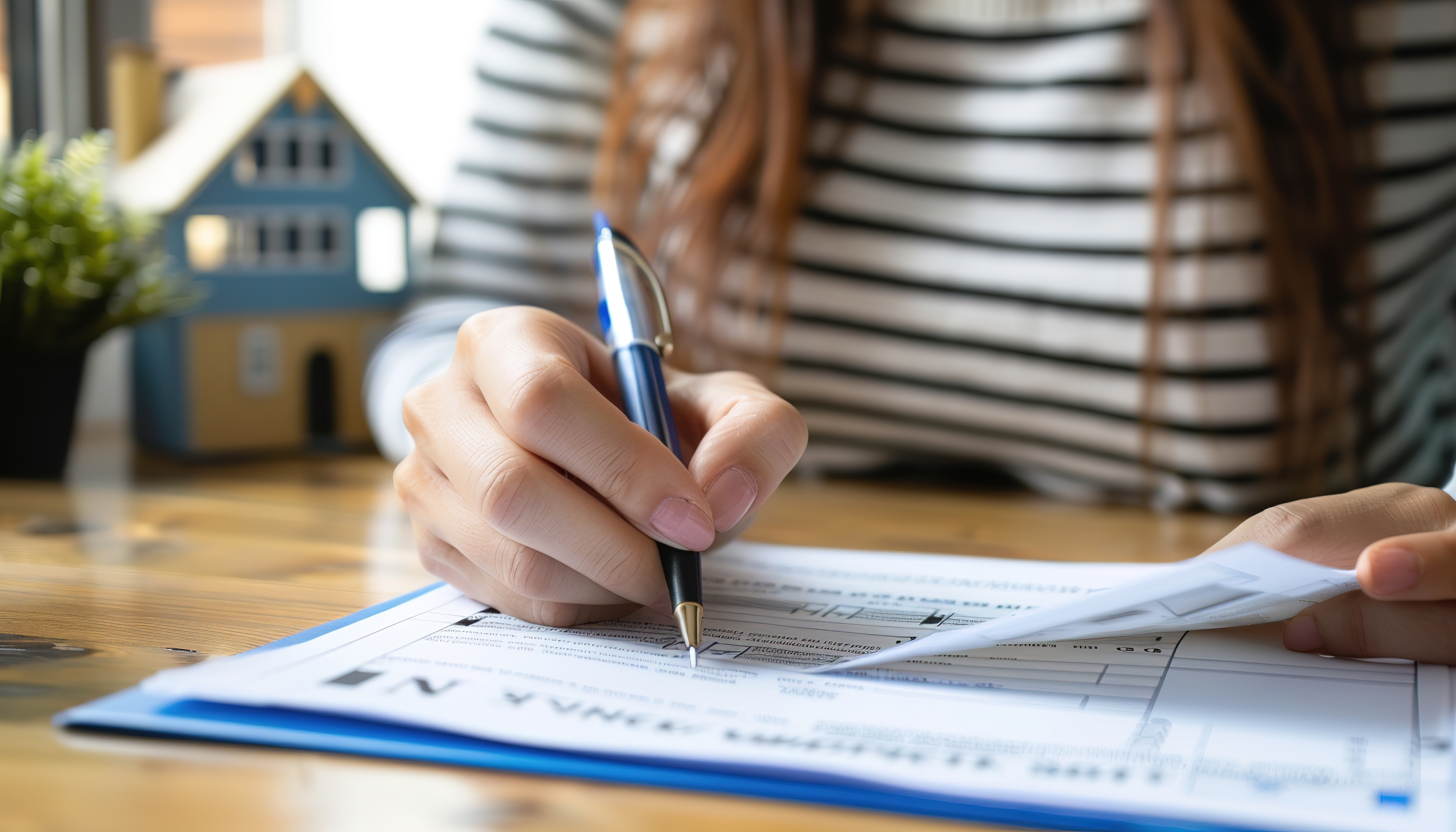 woman signing loan modification