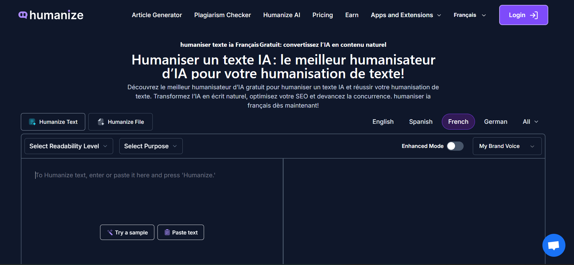 Humanize AI Text vous aide à produire du contenu 100% humain, indétectable par les outils de détection d’IA, tout en optimisant le SEO. Humanize AI Text vous aide à produire du contenu 100% humain, indétectable par les outils de détection d’IA, tout en optimisant le SEO.