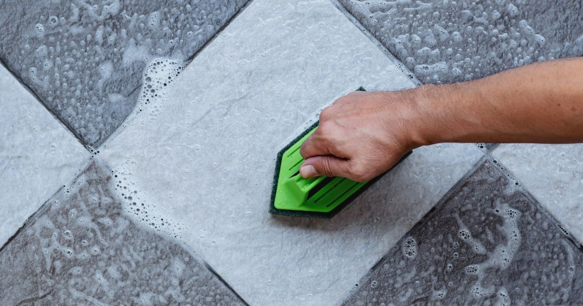 cleaning gray tile