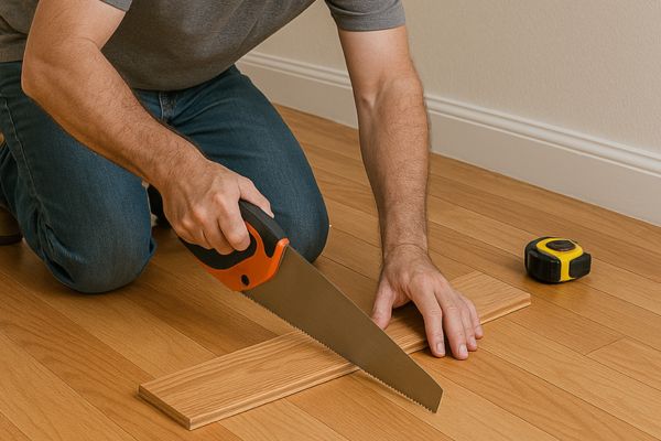 man trimming hardwood flooring man trimming hardwood flooring