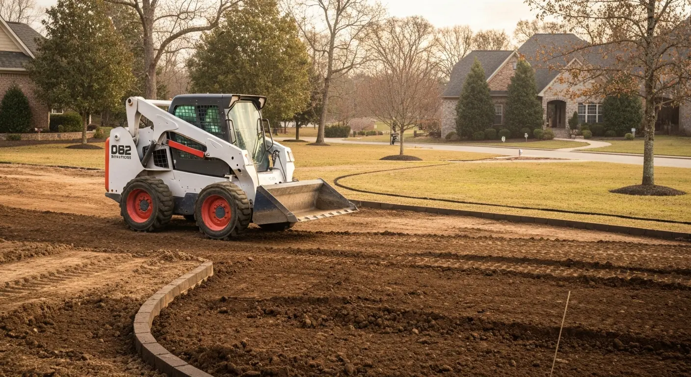 Skid steer loader on Franklin property