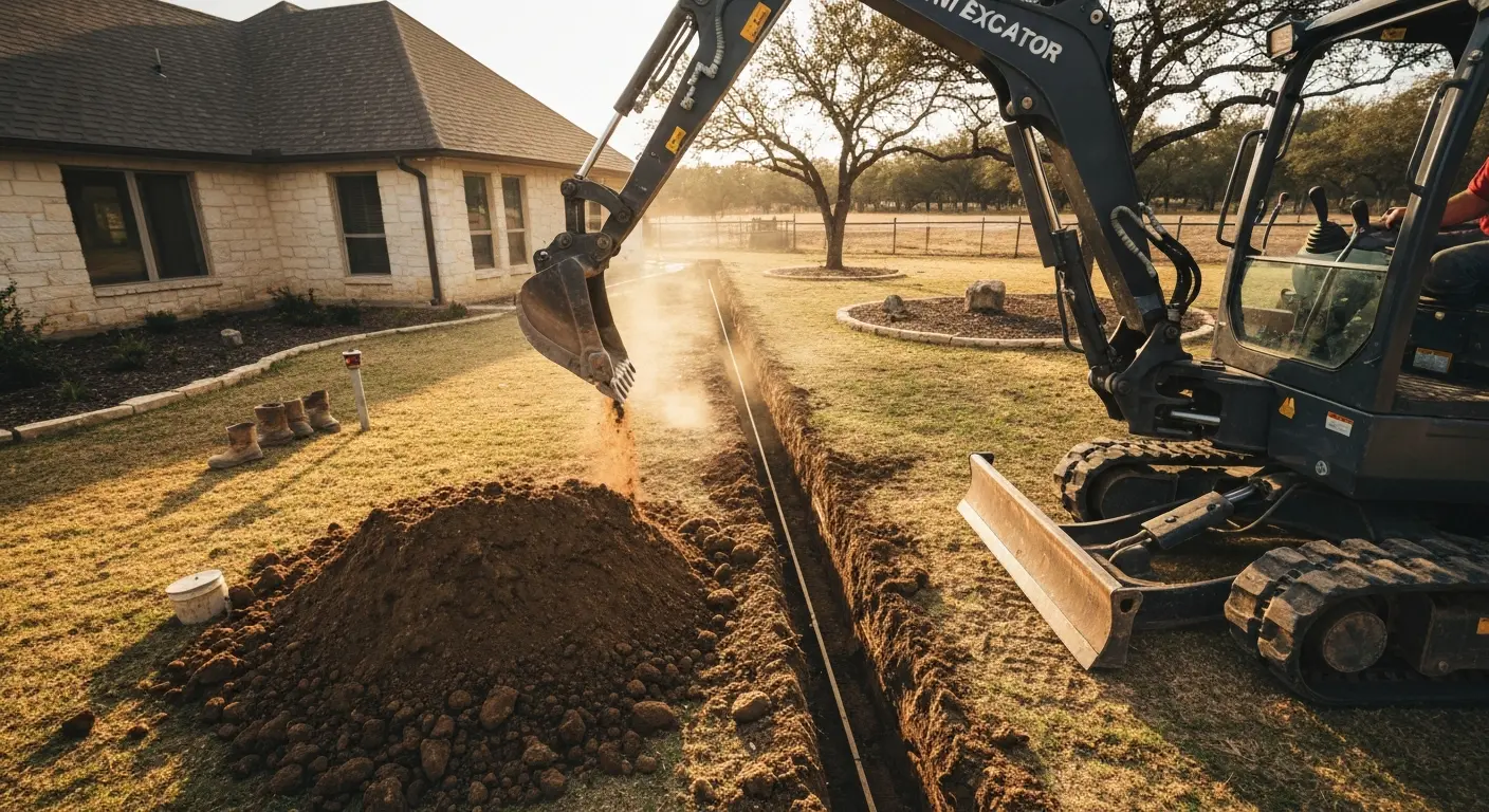 Mini excavator in Waco construction