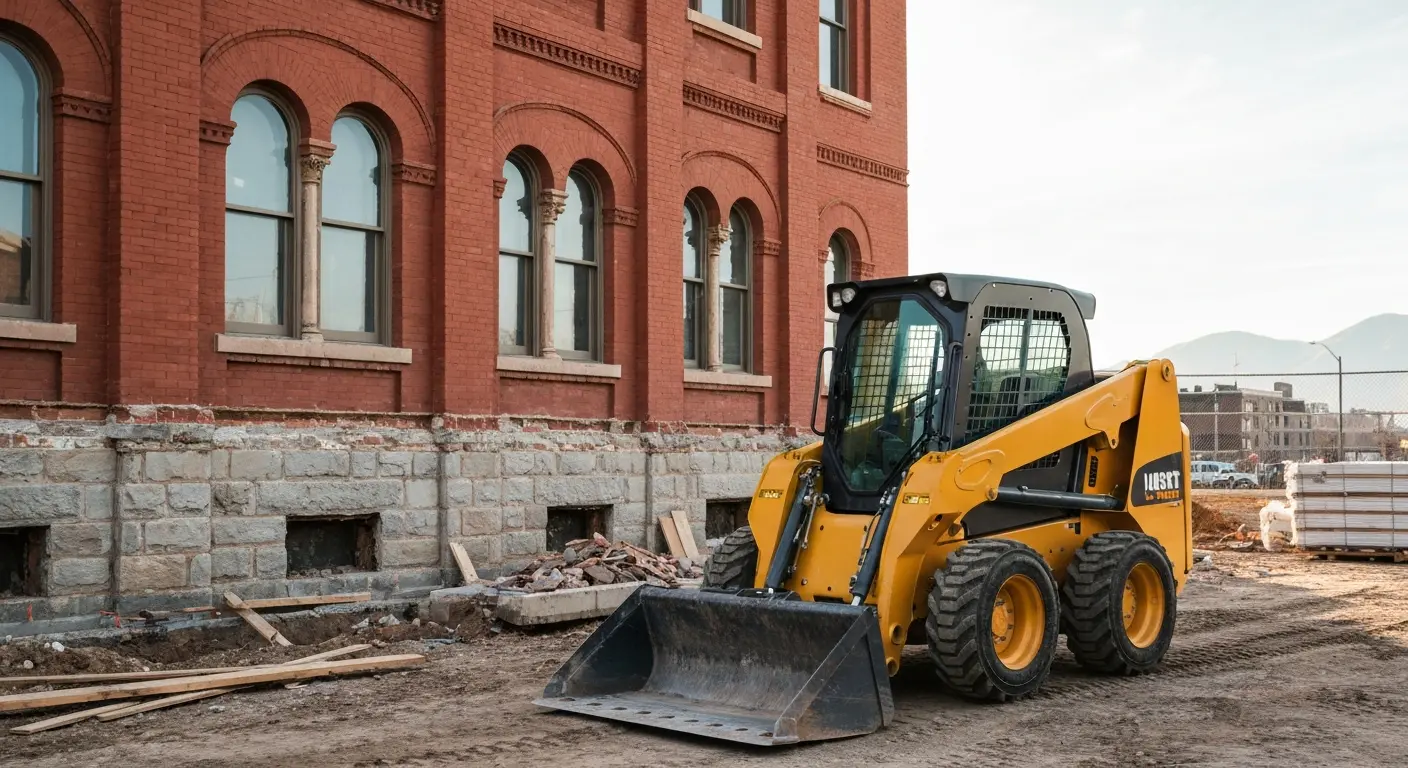 Skid steer loader on Temple construction site
