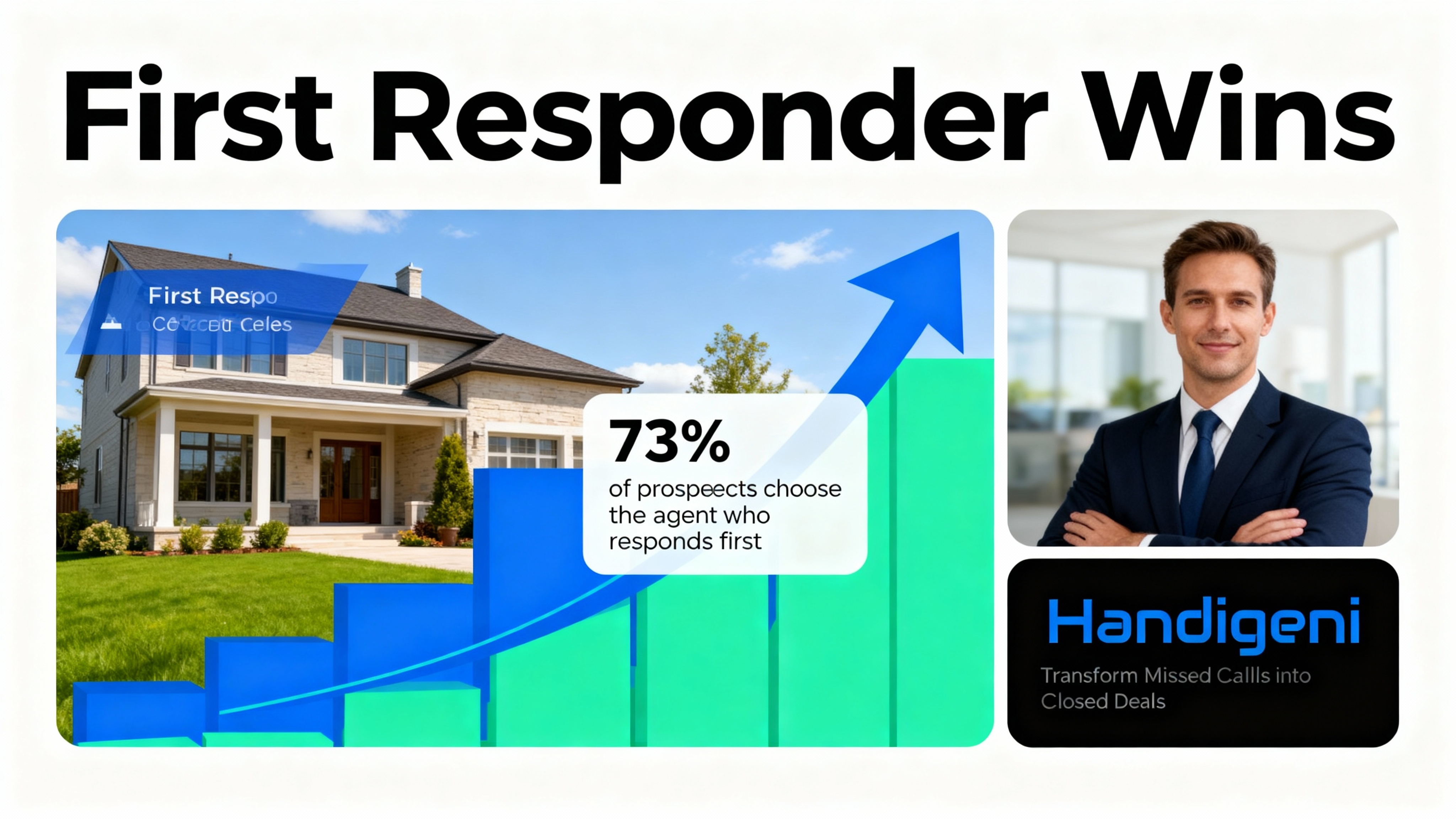 AI voice agent technology for real estate professionals showing 340% higher lead conversion rates with instant 24/7 response capability - Handigeni automated lead qualification system for agents and brokerages