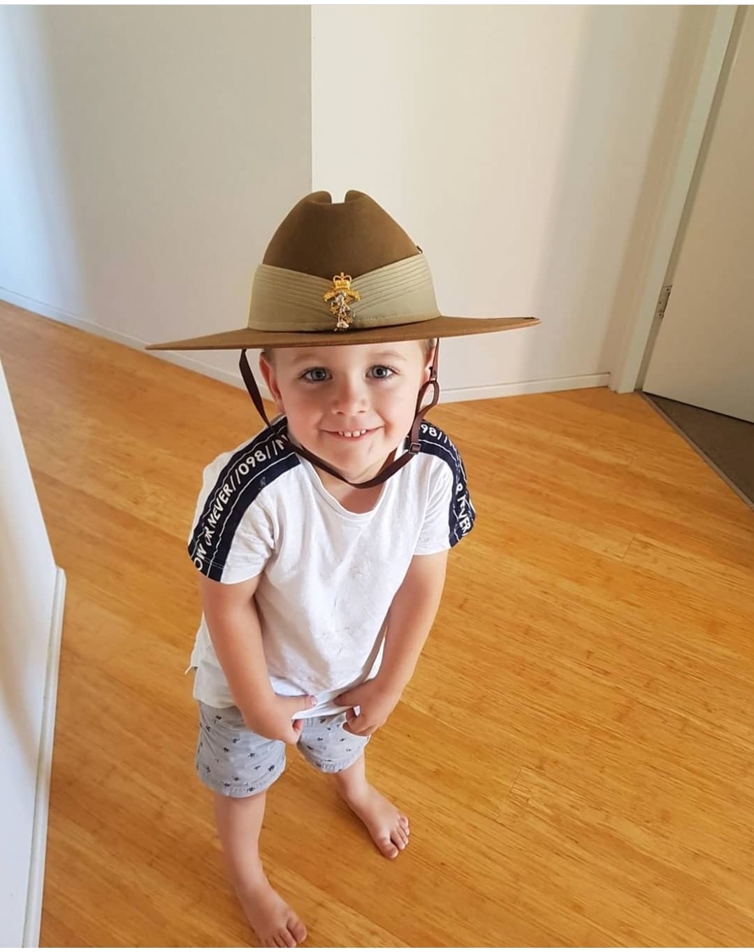 Image of son in slouch hat