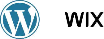 Wordpress and Wix logo Wordpress and Wix logo