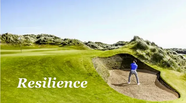 golfer hitting out of a bunker - resiliance golfer hitting out of a bunker - resiliance