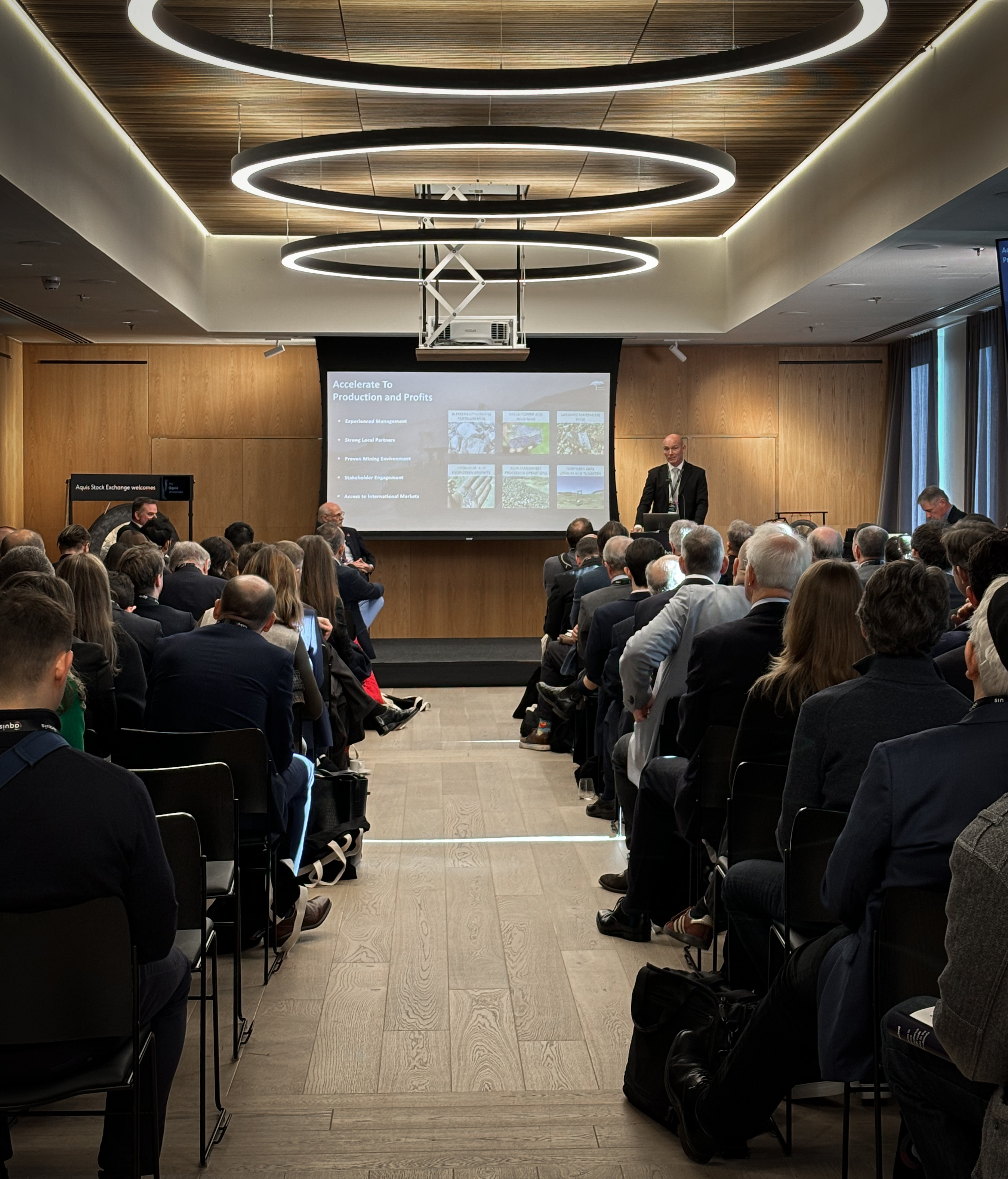 Audience attending a presentation at the Aquis Showcase 2024 in London