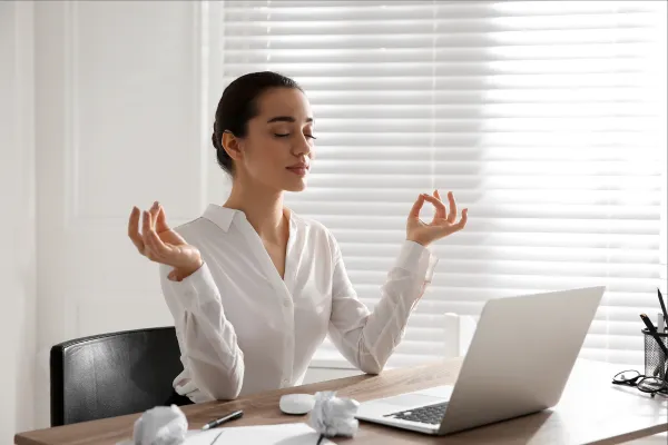 woman with calm environment woman with calm environment