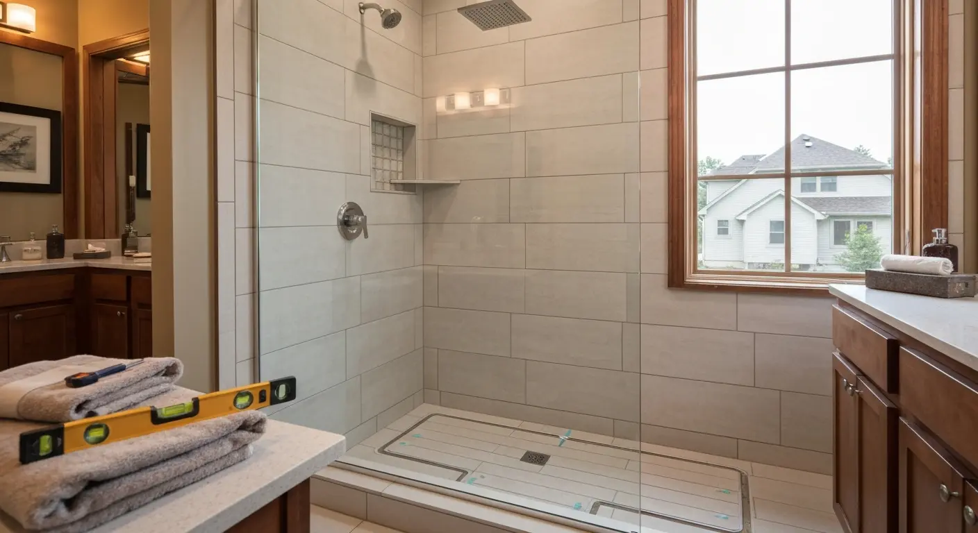 Tile shower installation in Des Moines