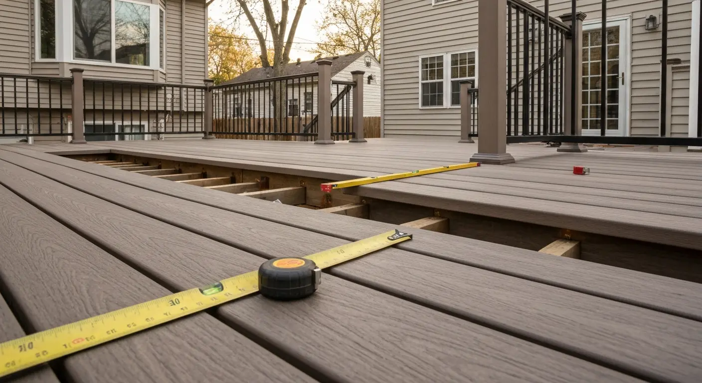 Deck renovation with composite boards