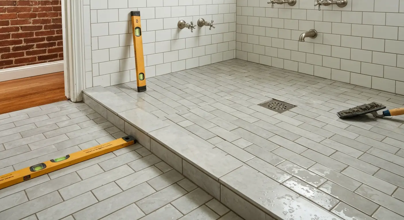 Tiled shower floor with proper slope