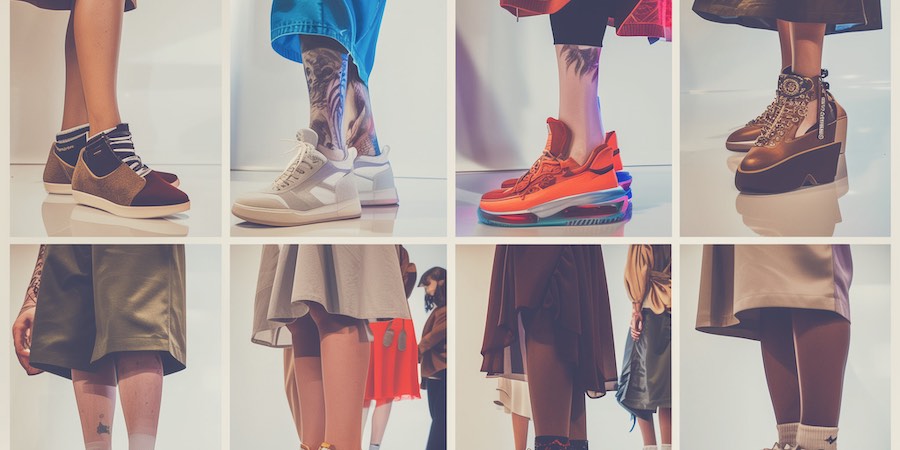 Collage of trendy shoes