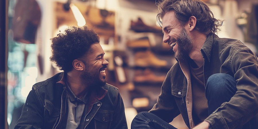 Two diverse men talking