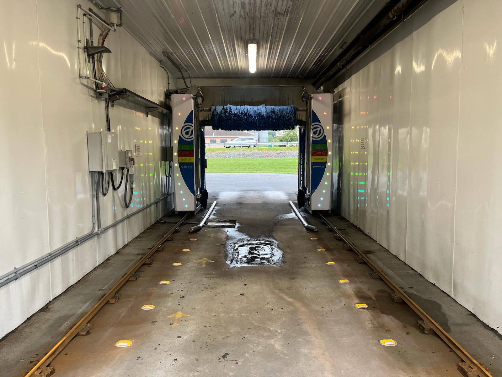 Close up auto wash bay