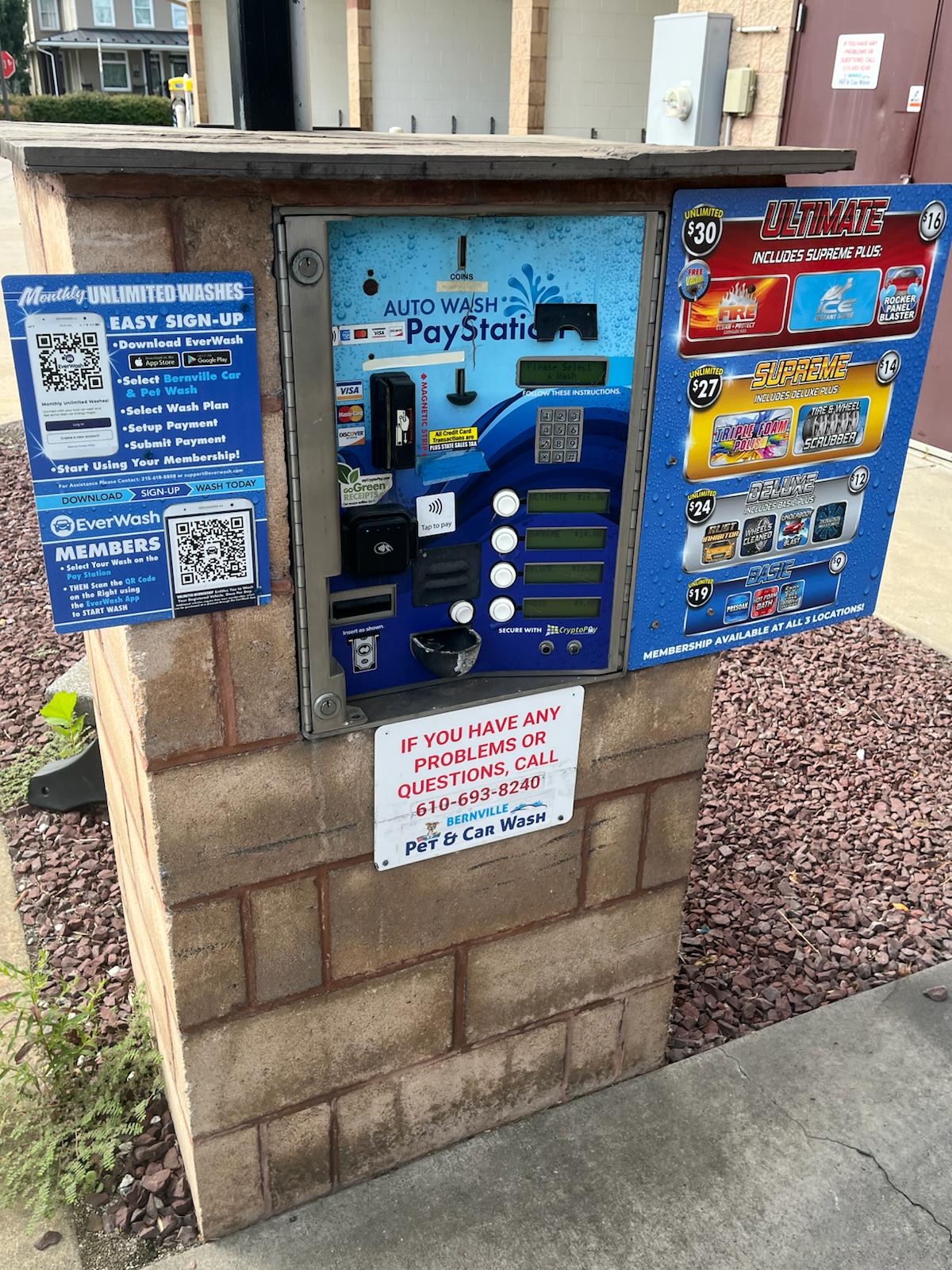 Auto wash pay station