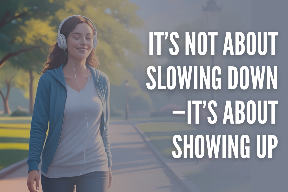 Individual on a peaceful walk, practicing present-moment awareness Individual on a peaceful walk, practicing present-moment awareness
