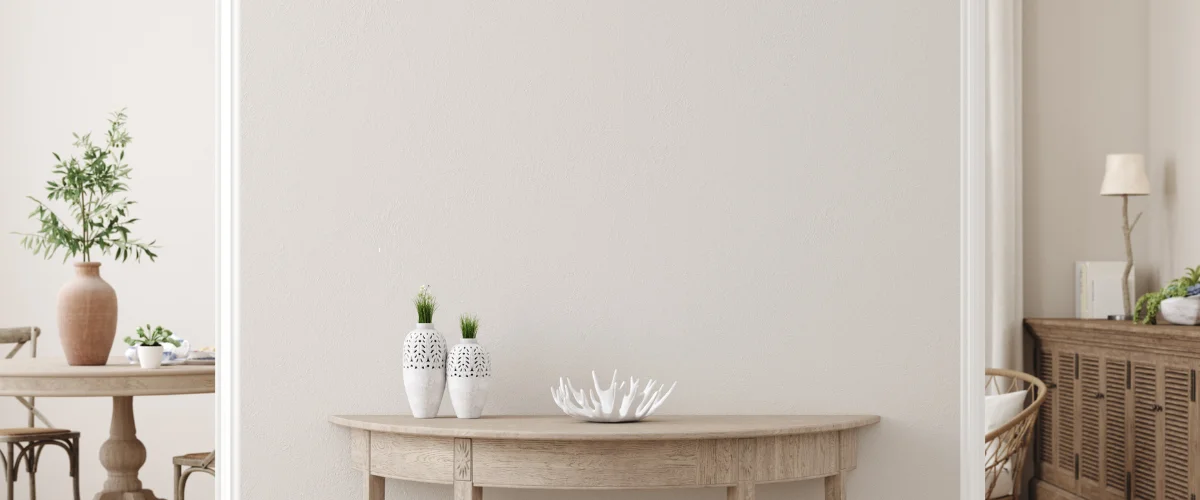 Freshly painted living room interior with neutral tones and modern furniture Freshly painted living room interior with neutral tones and modern furniture