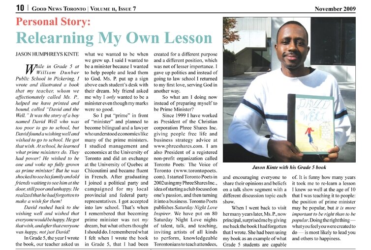 Jason Humphreys Kinte Newspaper Article