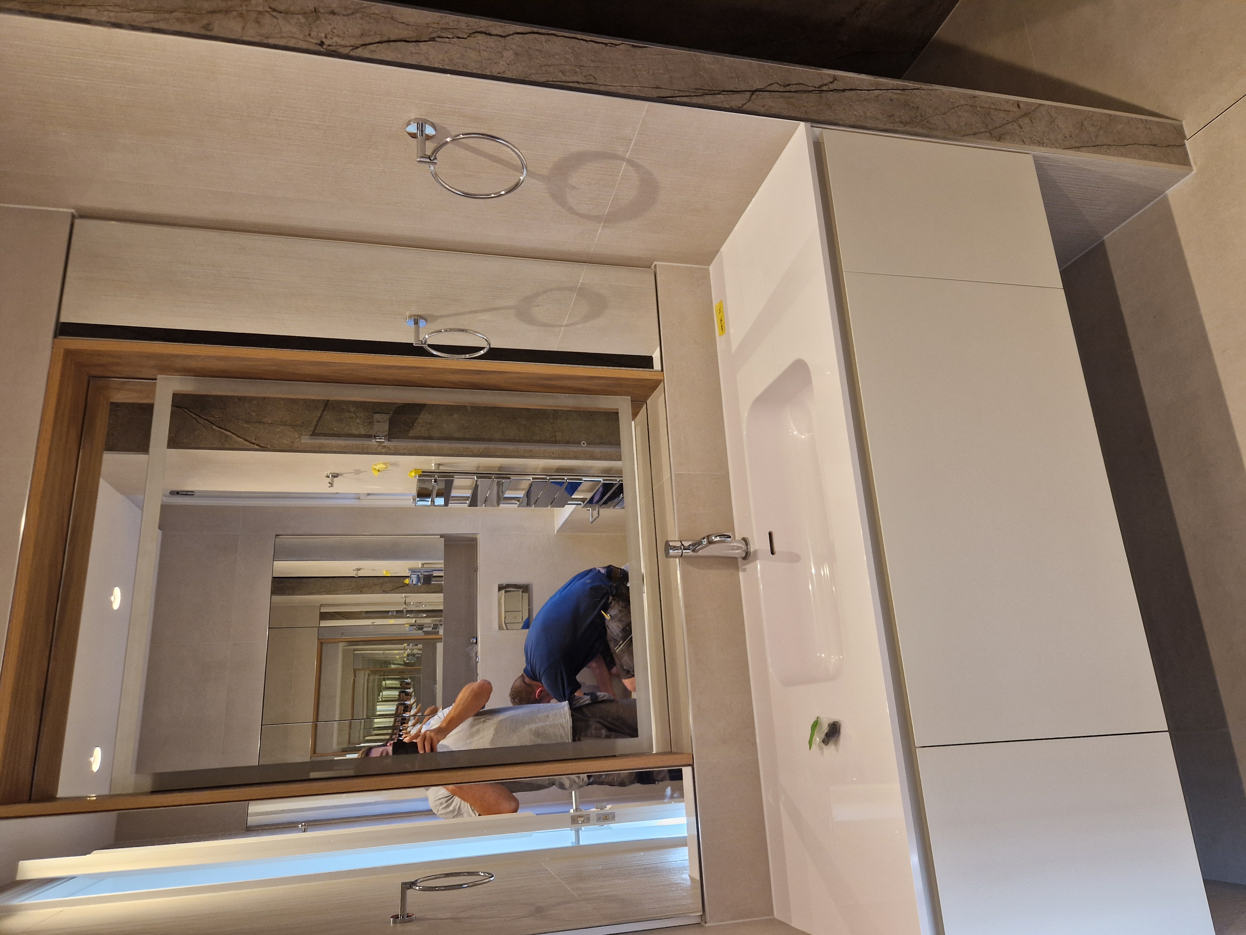 Iverna Gardens W8 — new copper pipework with Geberit Mapress fittings during first fix.