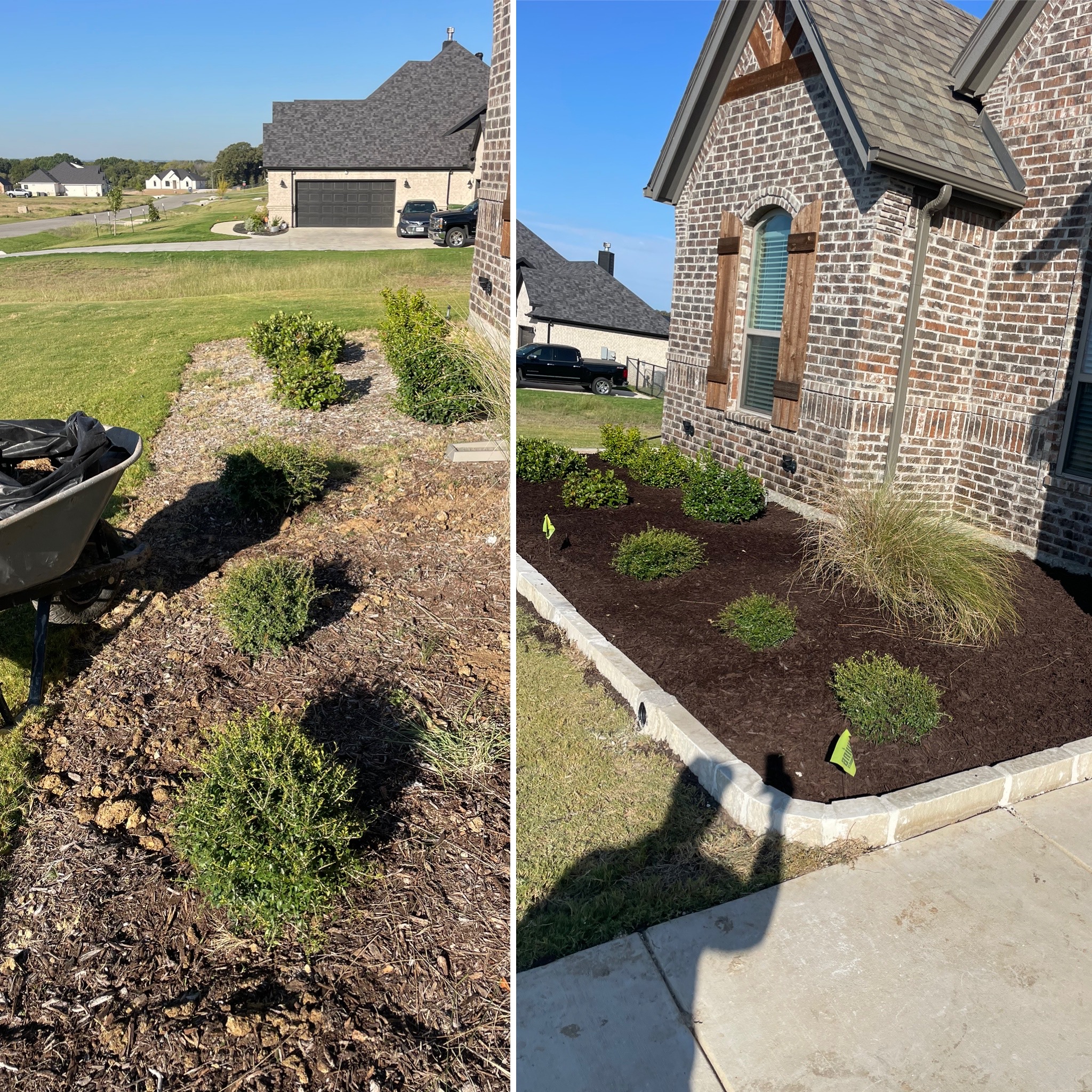 Stone border and mulch installation Reno TX Delight Landscape