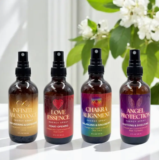Energy Spray Collection | Crystal-Infused Sprays for Balance, Love & Protection