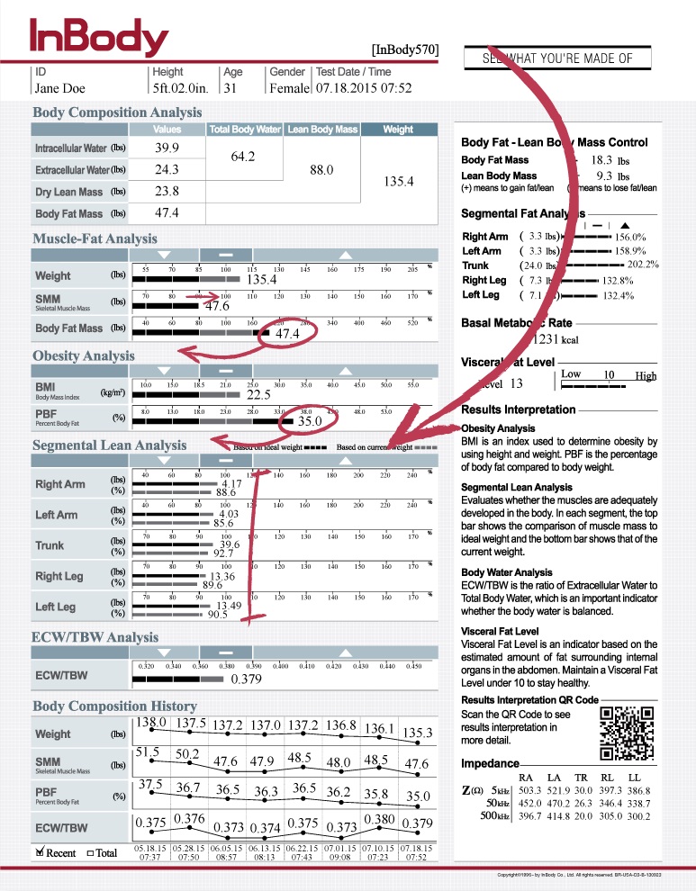 InBody Scan at Chambers Clinic sample report