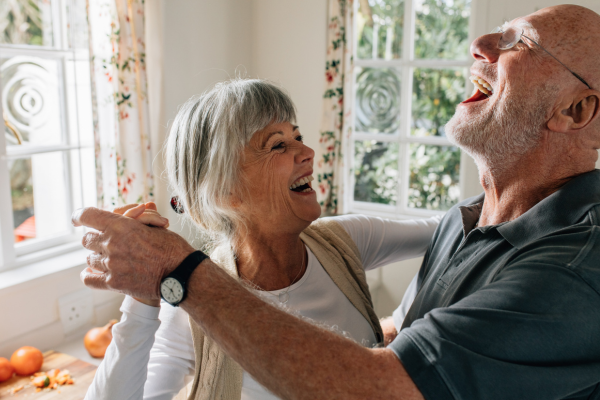 Couple laughing love language affirmations