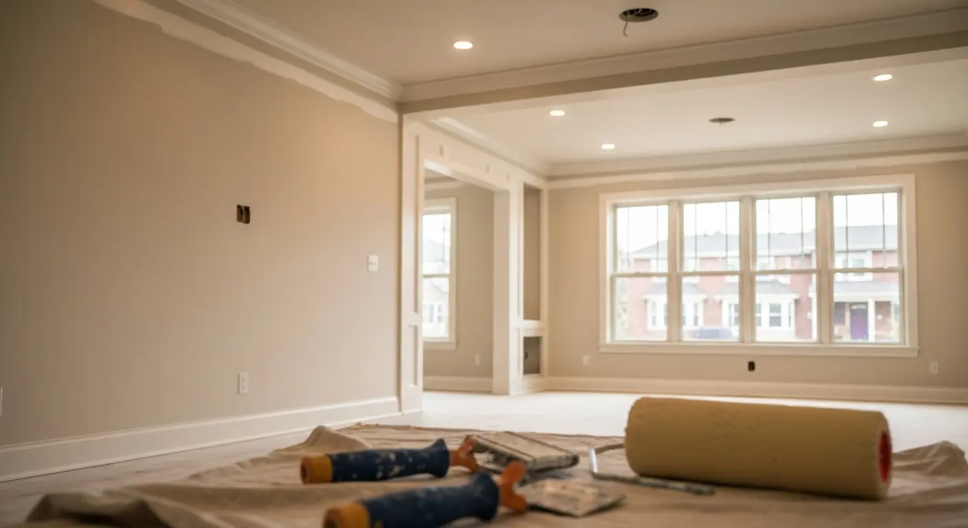 Interior painting in renovated living room