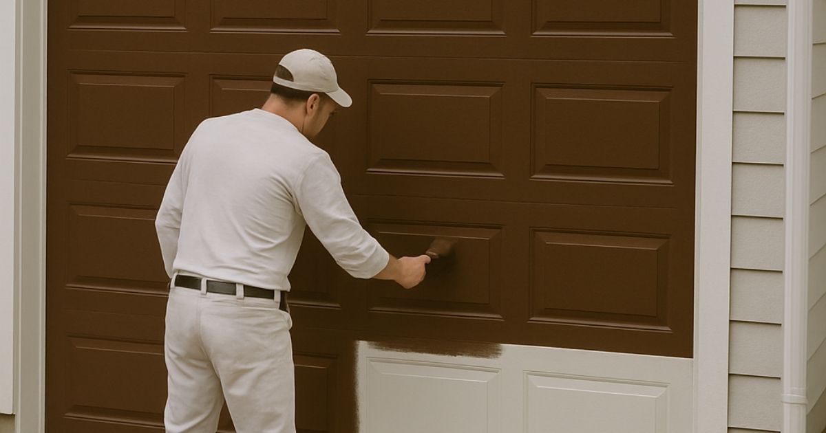 man painting garage door man painting garage door
