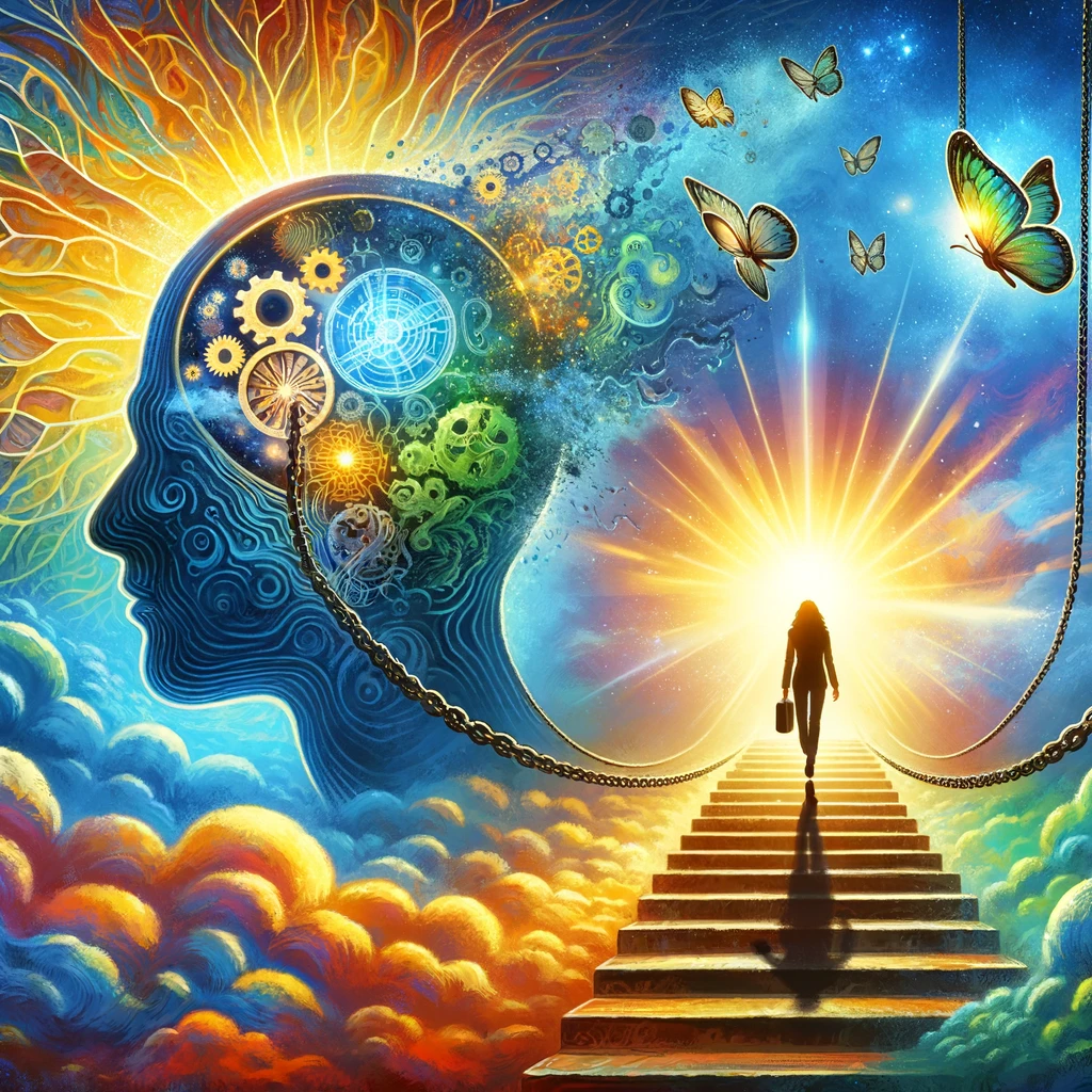 An inspiring cover image depicting a person standing at the entrance of a maze, symbolizing the journey of overcoming self-sabotage towards success