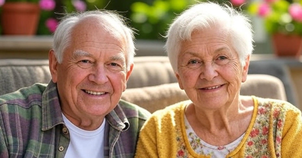 Happy senior couple smiling together