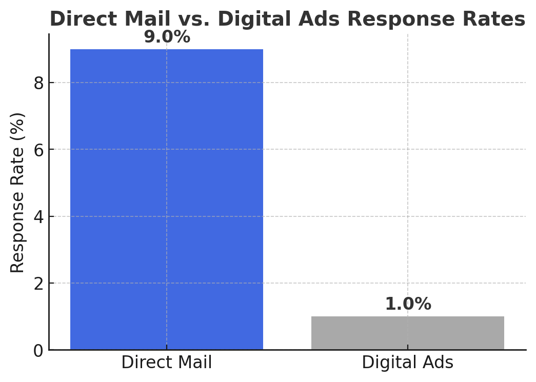 bar chart comparing the effectiveness of digital vs direct mail ads bar chart comparing the effectiveness of digital vs direct mail ads