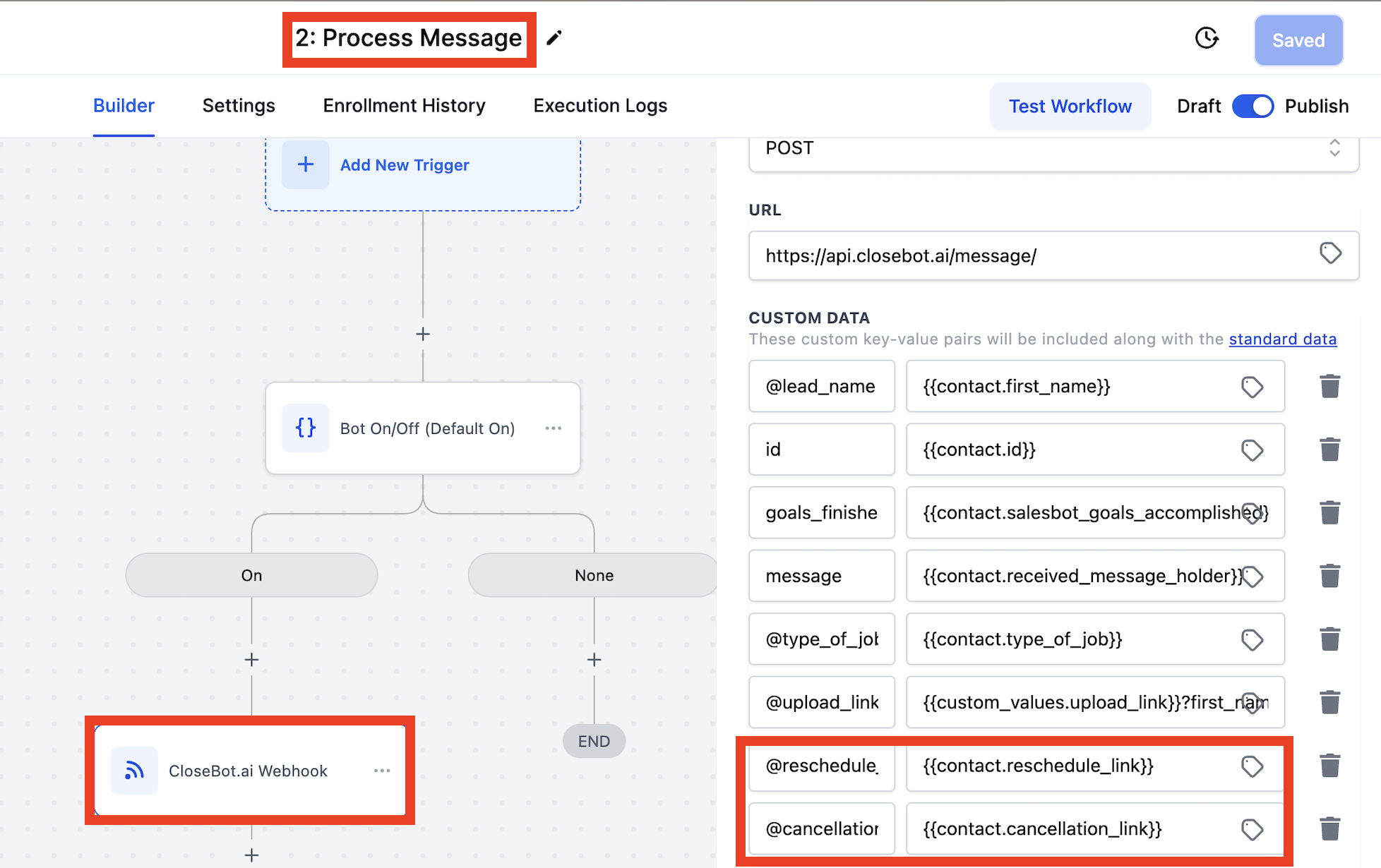 Our AGENT AI Chat Bot is a powerful tool for seamlessly scheduling appointments, effectively turning leads into confirmed meetings. However, the need for flexibility arises when appointments require cancellation or rescheduling. This guide will walk you through setting up your bot to handle these changes efficiently, ensuring your calendar remains up-to-date and your leads are always engaged.  Firstly, head over to Settings > Custom Fields and select 'Add Field'. Choose the Multi-Line Text Input option and proceed to the next step.  Here, you'll create a multi-line text field dedicated to your rescheduling link. Follow the same process to set up another field for your cancellation link.  Next, navigate to Automation > AGENT AI Chat Bot Folder and initiate a new workflow. For the purpose of this guide, we'll name it 'Customer Booked'. Set the trigger to 'Customer Booked Appointment'.  Add an action to 'Update Contact Field', ensuring to fill the custom fields with the corresponding variables linked to the appointment booking triggers. Remember to hit 'Publish' and 'Save' to finalize the changes.  Moving on to the 'Process Message' workflow, select the AGENT AI Chat Bot Webhook and incorporate the two custom fields you previously set up, including your links. In the value section, input the tag contact > Custom Fields > reschedule_link, applying the same for your cancellation link. It's crucial to prepend the variable name with the '@' symbol for correct referencing. Don't forget to save your changes.  To integrate these variables within your AGENT AI Chat Bot, navigate to Modify Bot > Main and embed the variables within the 'How to Respond' section. This grants your bot access to the links, facilitating easy sharing when necessary. Ensure you save these modifications.  An additional step involves adjusting your General Settings to disable the 'Stop When All Objectives Done' feature. This adjustment is vital to allow for uninterrupted communication with leads wishing to cancel or reschedule, ensuring your bot remains responsive to their needs.  Congratulations! Your AGENT AI Chat Bot is now equipped not only to secure appointments but also to adeptly manage any changes, providing a seamless experience for both your team and your leads.