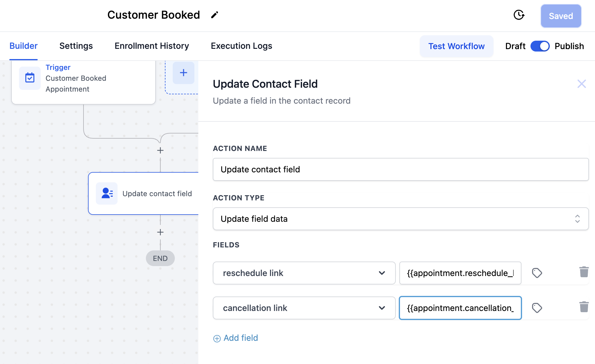 Our AGENT AI Chat Bot is a powerful tool for seamlessly scheduling appointments, effectively turning leads into confirmed meetings. However, the need for flexibility arises when appointments require cancellation or rescheduling. This guide will walk you through setting up your bot to handle these changes efficiently, ensuring your calendar remains up-to-date and your leads are always engaged. Firstly, head over to Settings > Custom Fields and select 'Add Field'. Choose the Multi-Line Text Input option and proceed to the next step. Here, you'll create a multi-line text field dedicated to your rescheduling link. Follow the same process to set up another field for your cancellation link. Next, navigate to Automation > AGENT AI Chat Bot Folder and initiate a new workflow. For the purpose of this guide, we'll name it 'Customer Booked'. Set the trigger to 'Customer Booked Appointment'. Add an action to 'Update Contact Field', ensuring to fill the custom fields with the corresponding variables linked to the appointment booking triggers. Remember to hit 'Publish' and 'Save' to finalize the changes. Moving on to the 'Process Message' workflow, select the AGENT AI Chat Bot Webhook and incorporate the two custom fields you previously set up, including your links. In the value section, input the tag contact > Custom Fields > reschedule_link, applying the same for your cancellation link. It's crucial to prepend the variable name with the '@' symbol for correct referencing. Don't forget to save your changes. To integrate these variables within your AGENT AI Chat Bot, navigate to Modify Bot > Main and embed the variables within the 'How to Respond' section. This grants your bot access to the links, facilitating easy sharing when necessary. Ensure you save these modifications. An additional step involves adjusting your General Settings to disable the 'Stop When All Objectives Done' feature. This adjustment is vital to allow for uninterrupted communication with leads wishing to cancel or reschedule, ensuring your bot remains responsive to their needs. Congratulations! Your AGENT AI Chat Bot is now equipped not only to secure appointments but also to adeptly manage any changes, providing a seamless experience for both your team and your leads. Our AGENT AI Chat Bot is a powerful tool for seamlessly scheduling appointments, effectively turning leads into confirmed meetings. However, the need for flexibility arises when appointments require cancellation or rescheduling. This guide will walk you through setting up your bot to handle these changes efficiently, ensuring your calendar remains up-to-date and your leads are always engaged. Firstly, head over to Settings > Custom Fields and select 'Add Field'. Choose the Multi-Line Text Input option and proceed to the next step. Here, you'll create a multi-line text field dedicated to your rescheduling link. Follow the same process to set up another field for your cancellation link. Next, navigate to Automation > AGENT AI Chat Bot Folder and initiate a new workflow. For the purpose of this guide, we'll name it 'Customer Booked'. Set the trigger to 'Customer Booked Appointment'. Add an action to 'Update Contact Field', ensuring to fill the custom fields with the corresponding variables linked to the appointment booking triggers. Remember to hit 'Publish' and 'Save' to finalize the changes. Moving on to the 'Process Message' workflow, select the AGENT AI Chat Bot Webhook and incorporate the two custom fields you previously set up, including your links. In the value section, input the tag contact > Custom Fields > reschedule_link, applying the same for your cancellation link. It's crucial to prepend the variable name with the '@' symbol for correct referencing. Don't forget to save your changes. To integrate these variables within your AGENT AI Chat Bot, navigate to Modify Bot > Main and embed the variables within the 'How to Respond' section. This grants your bot access to the links, facilitating easy sharing when necessary. Ensure you save these modifications. An additional step involves adjusting your General Settings to disable the 'Stop When All Objectives Done' feature. This adjustment is vital to allow for uninterrupted communication with leads wishing to cancel or reschedule, ensuring your bot remains responsive to their needs. Congratulations! Your AGENT AI Chat Bot is now equipped not only to secure appointments but also to adeptly manage any changes, providing a seamless experience for both your team and your leads.