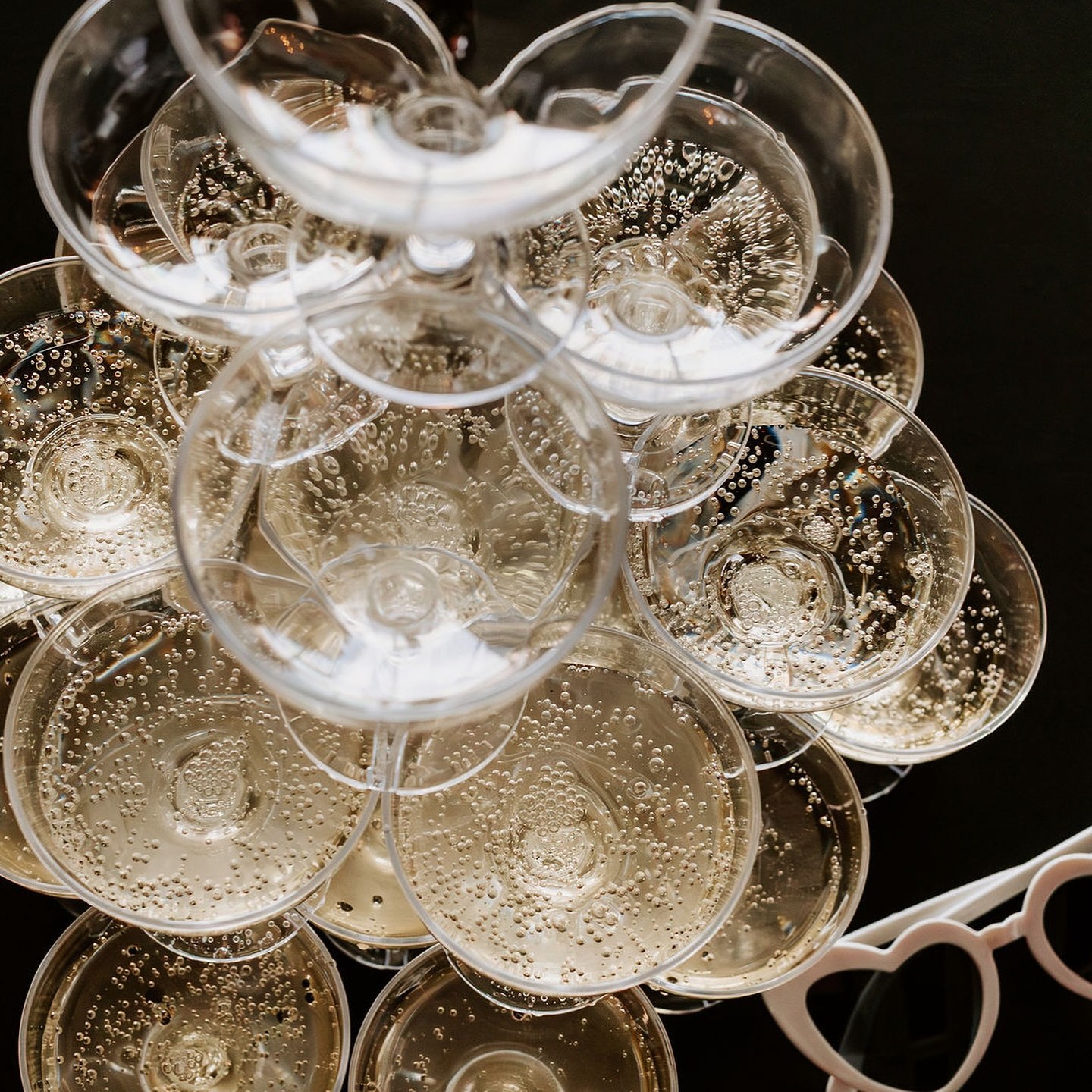 Champagne fountain celebration at C&C by the Lake