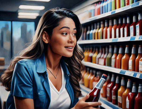 shopper looking for hot sauce shopper looking for hot sauce