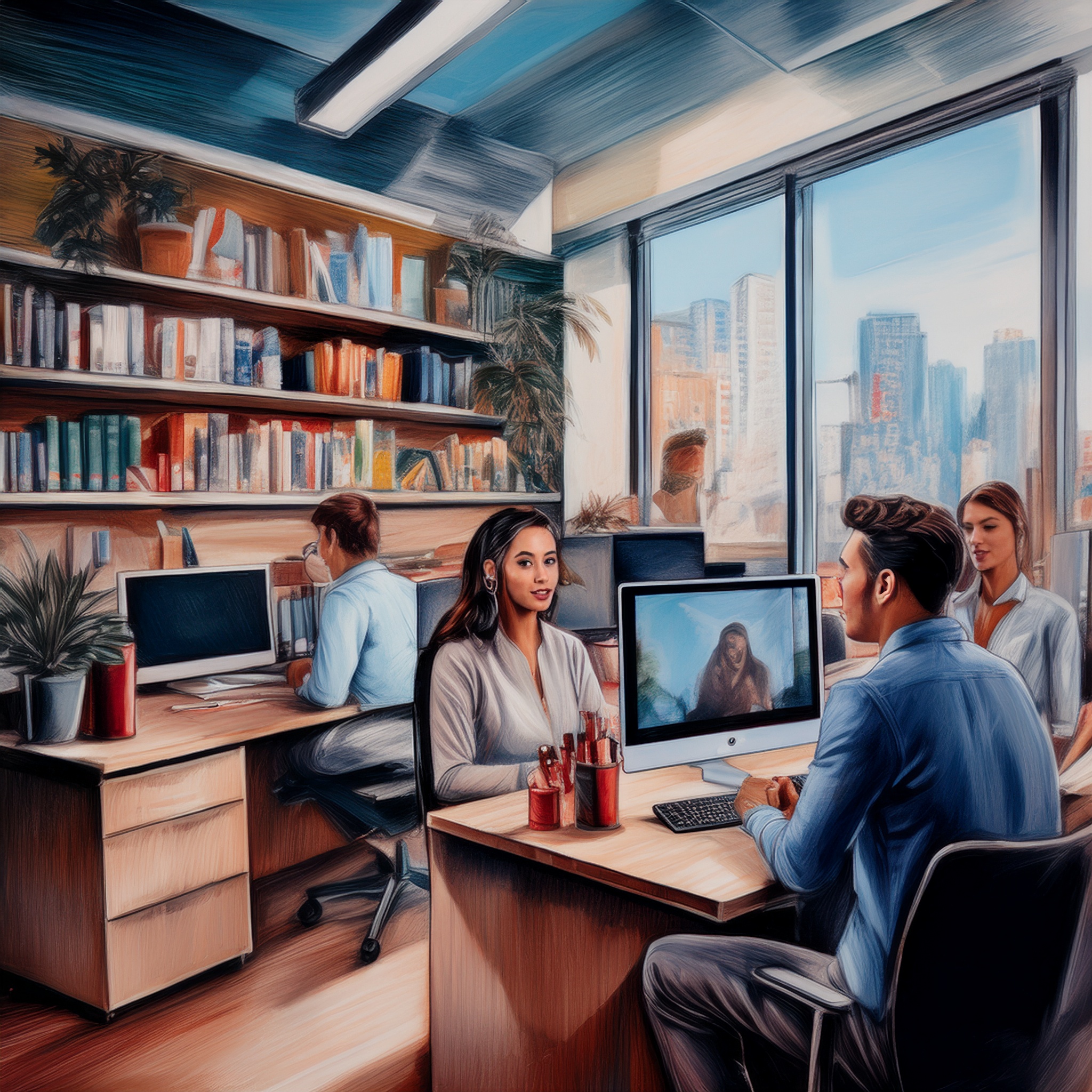 An office utilizing a hybrid work setup