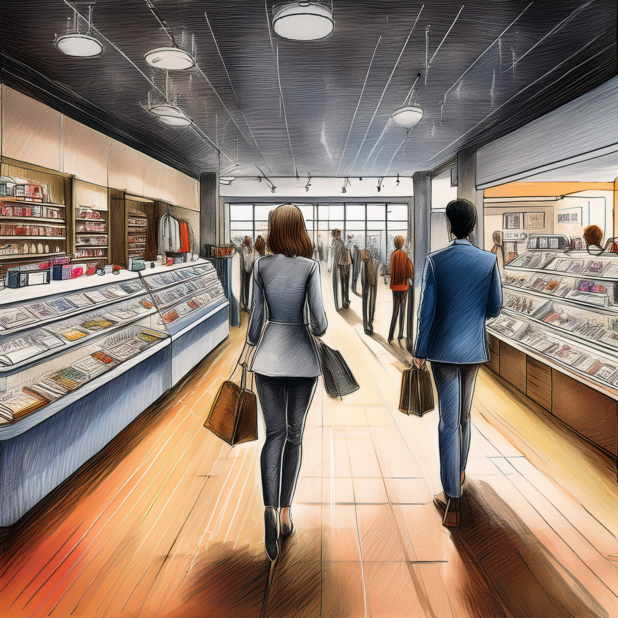 A retail environment where visitors are actively interacting or pausing to experience, not just browsing quickly.