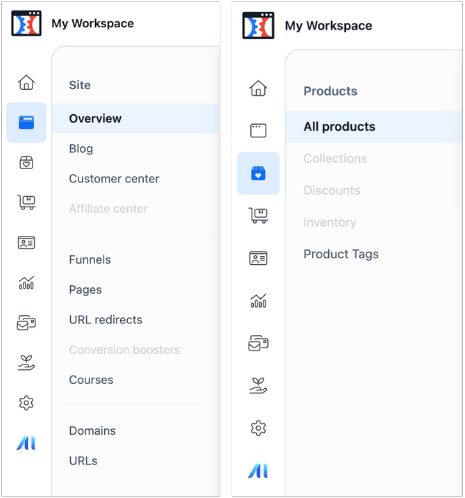 Clickfunnels 2.0 - Site View Tab and Product View Tab