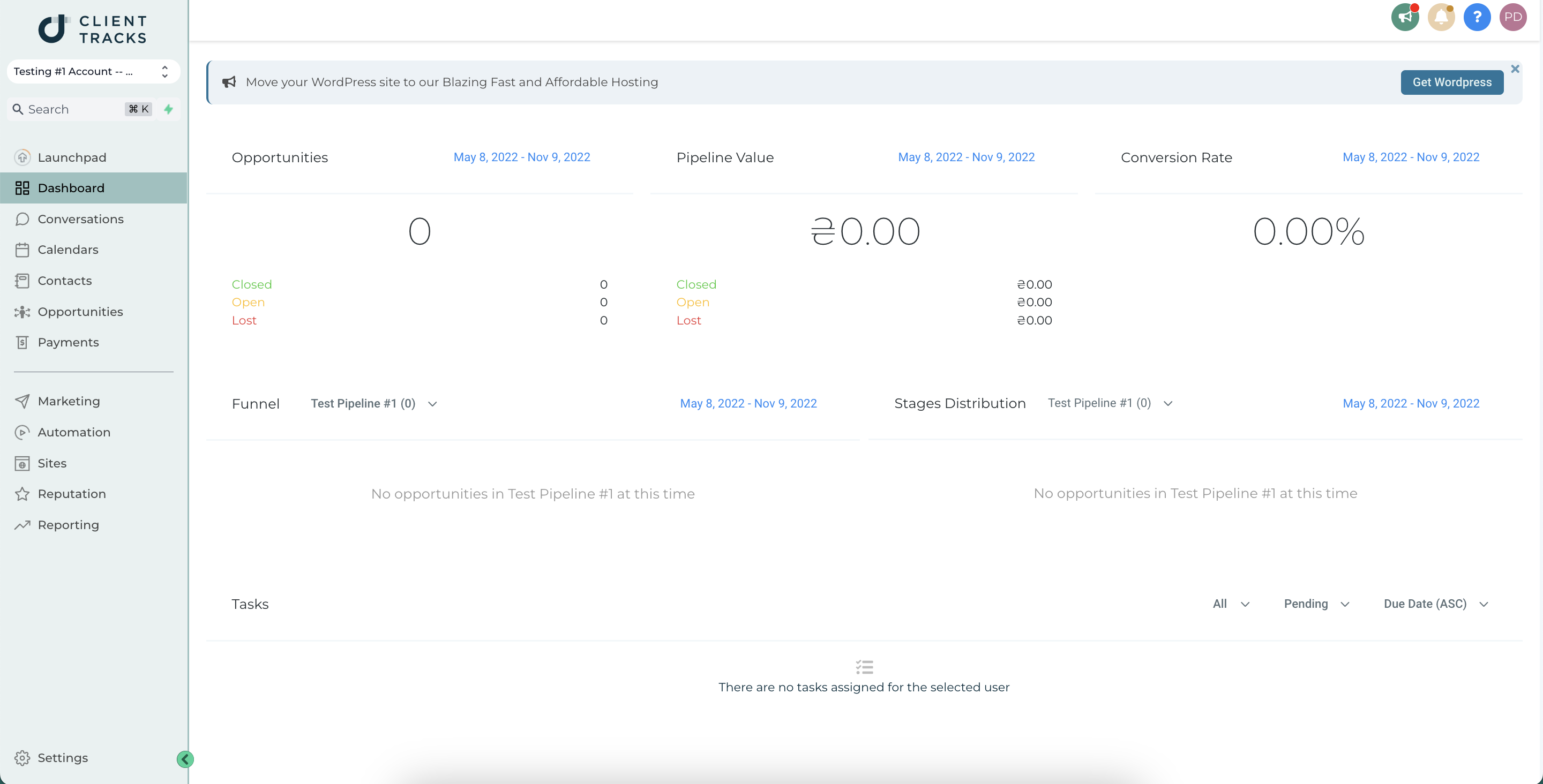 GoHighLevel Dashboard View