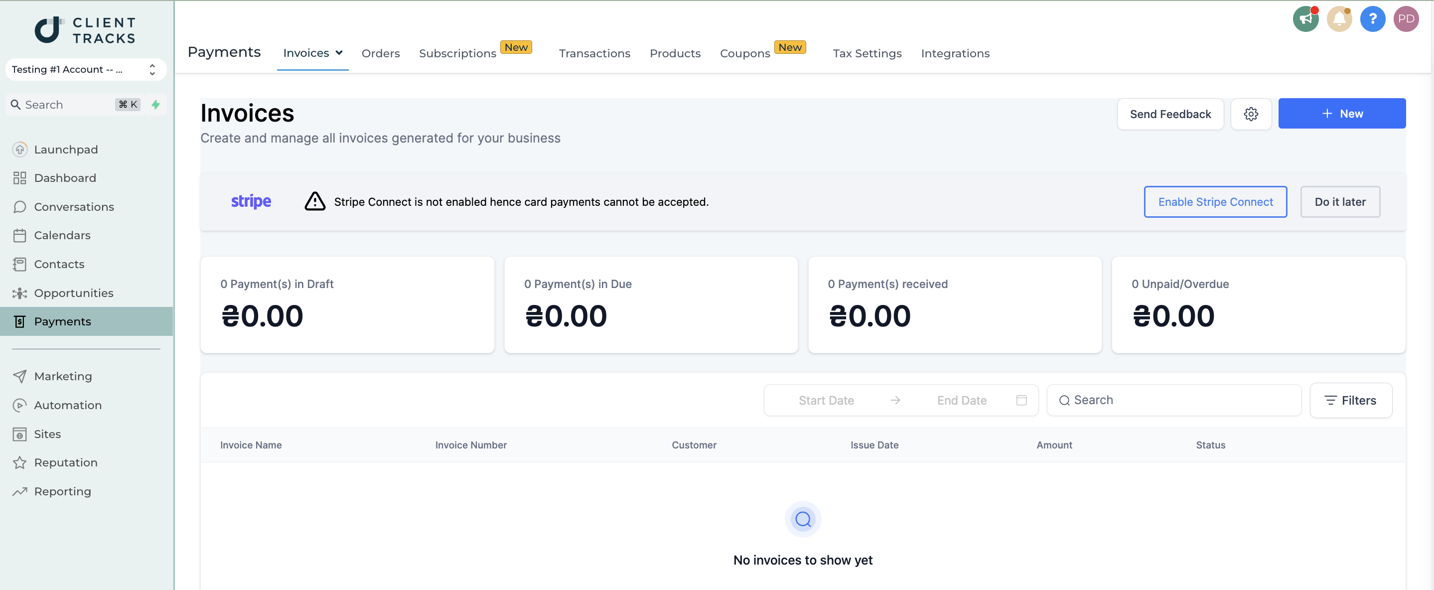 GoHighLevel Payments View Tab